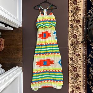 CALS Western Print Bright Maxi Dress size Medium